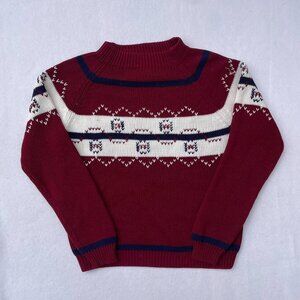 Vintage Maroon Burgundy Knit Mock Turtleneck Christmas Holiday Sweater Size S